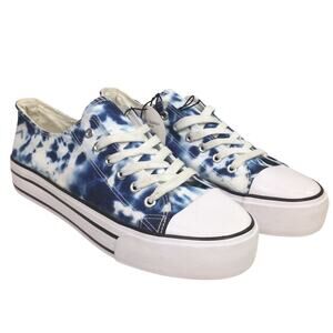 C &C California Blue Tie Dye Platform Lace Up Fashion Sneaker Women's 11M